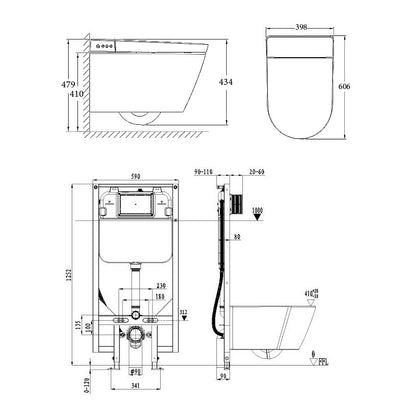 PARIS - SMART Rimless Wall Hung Toilet Suite R&T Package