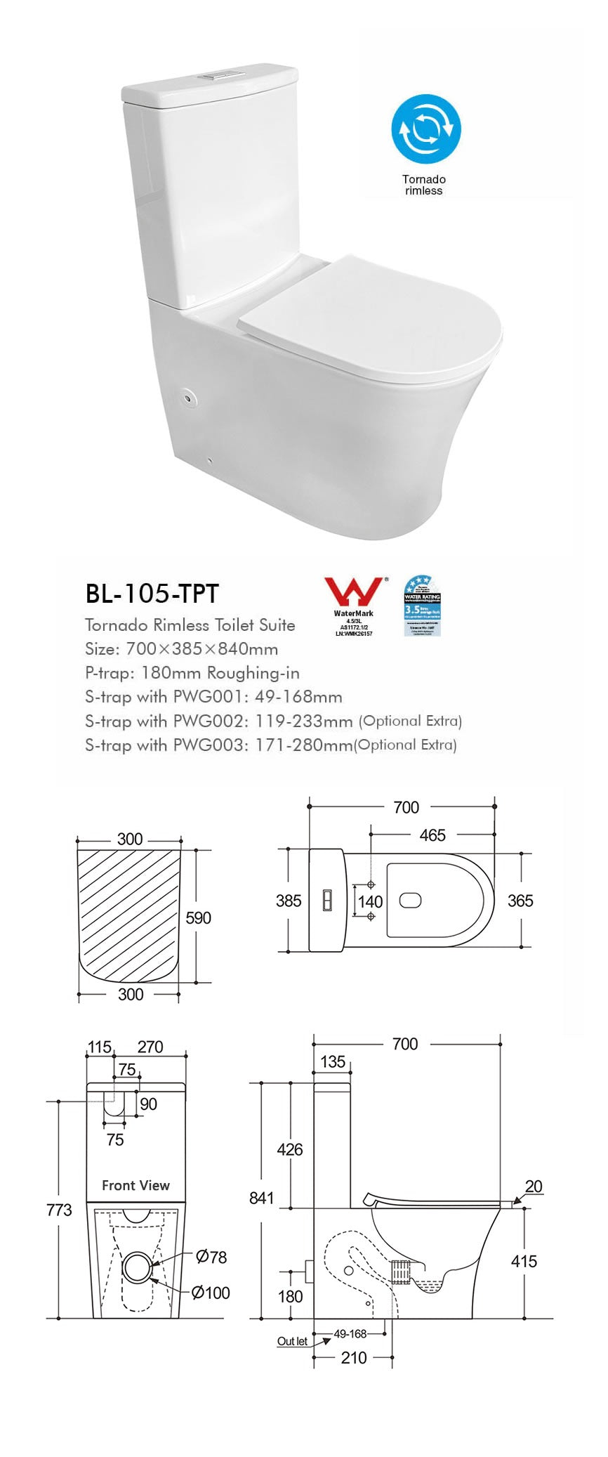 SPOLETO Back To Wall Toilet Suite