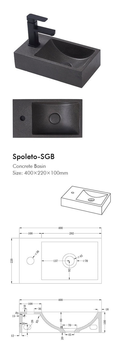 SPOLETO Wall Hung Basin - 3 Colour's Available