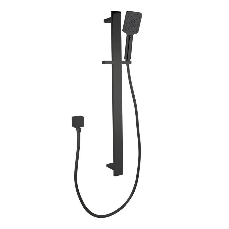 Square Sliding Shower Rail with 3 Mode Handheld Shower Wall Connector Set - in Chrome, Matte Black, Brushed Nickel 