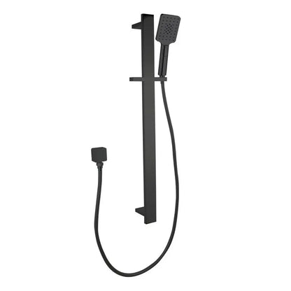 Square Sliding Shower Rail with 3 Mode Handheld Shower Wall Connector Set - in Chrome, Matte Black, Brushed Nickel 