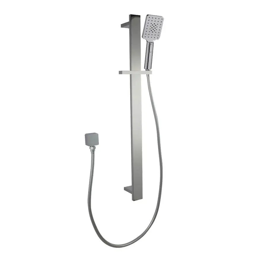 Square Sliding Shower Rail with 3 Mode Handheld Shower Wall Connector Set - in Chrome, Matte Black, Brushed Nickel 