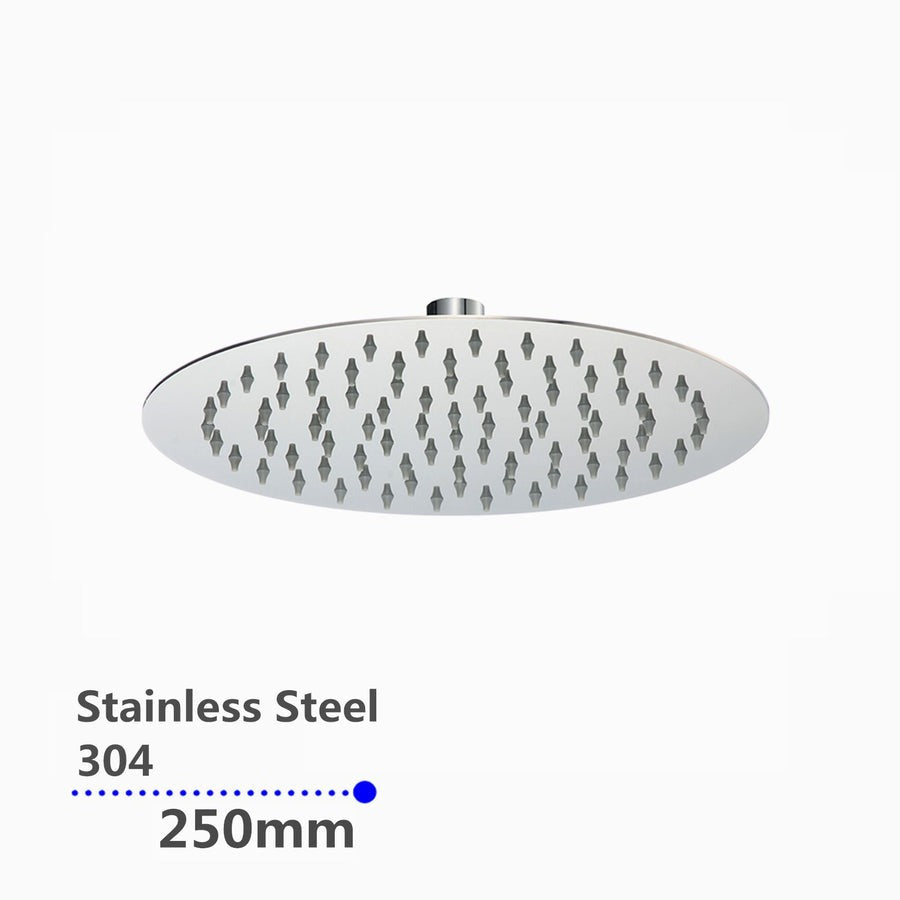 Super-slim Round Chrome Rainfall Shower Head 250mm 
