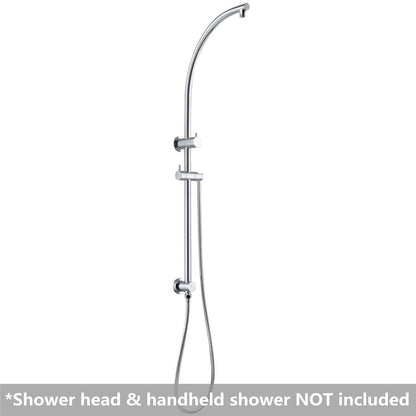 Round Chrome or Matte Black Top Inlet Shower Rail
