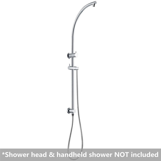 Round Chrome or Matte Black Top Inlet Shower Rail
