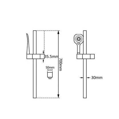3 Functions Square Chrome Hand held Shower Set With Rail - in Chrome and Matte Black 