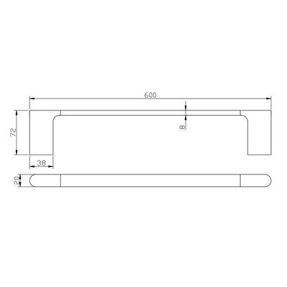 VOG Single Towel Rail 600mm