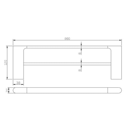 AU Series Brushed Nickel Double Towel Rail 800mm