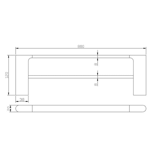 AU Series Brushed Nickel Double Towel Rail 800mm