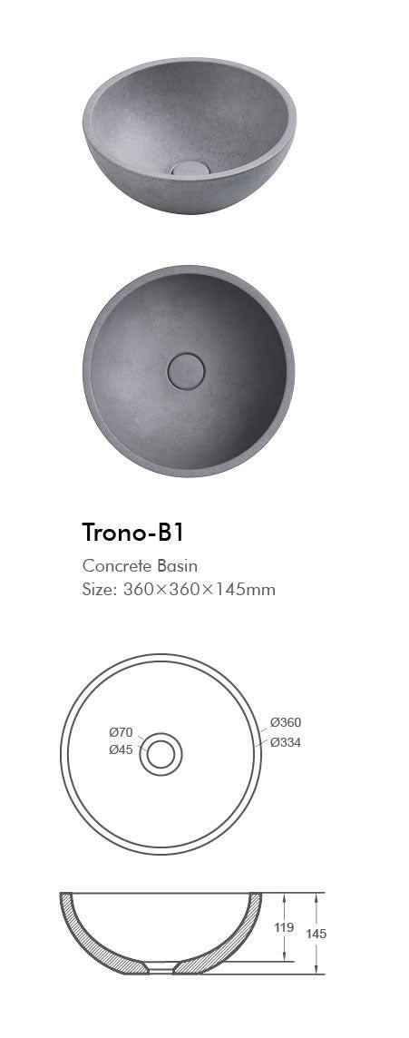 TRONO Above Counter Basin - 2 Color's Available