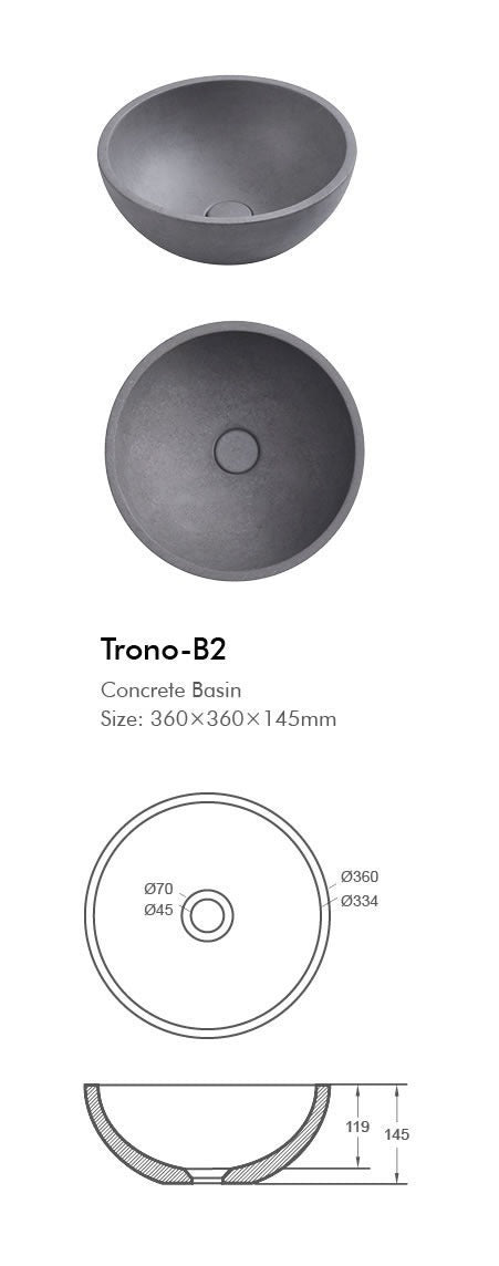 TRONO Above Counter Basin - 2 Color's Available