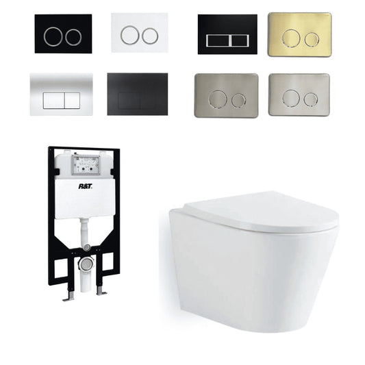 BERTON R&T Wall Hung Rimless Pan and in wall cistern Package