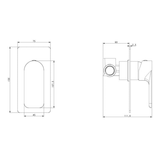 VOG Solid Brass Black Shower/Bath Wall Mixer