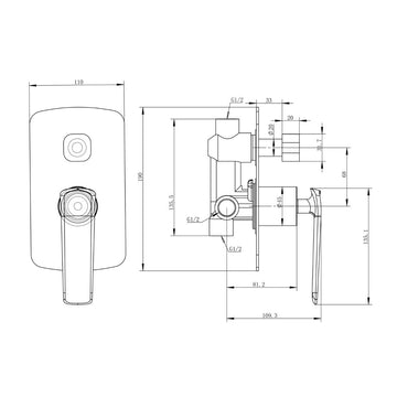 Norico Esperia Wall Mixer with Diverter (In 6 Colours) 